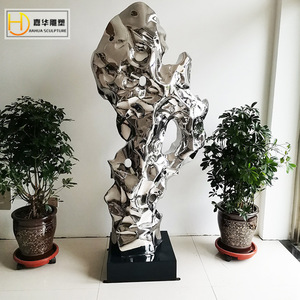 Escultura abstracta irregular de piedra Taihu de acero inoxidable Jiahua con acabado de espejo para montaje en suelo para decoración de paisajes de hoteles - Product Image 4