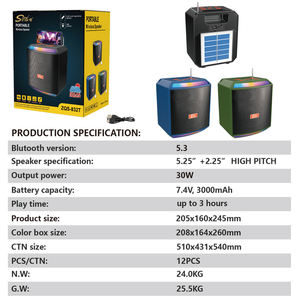 Haut-parleur Bluetooth portable sans fil ZQS-832T RGB pour extérieur avec charge solaire, radio FM, prise en charge TF/USB, super basses pour fêtes - Product Image 5