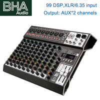 Console de mixage audio numérique BHA MR10 Factory OEM 10 canaux avec 99 effets DSP, 2 sorties AUX, mini console de mixage DJ avec USB MP3