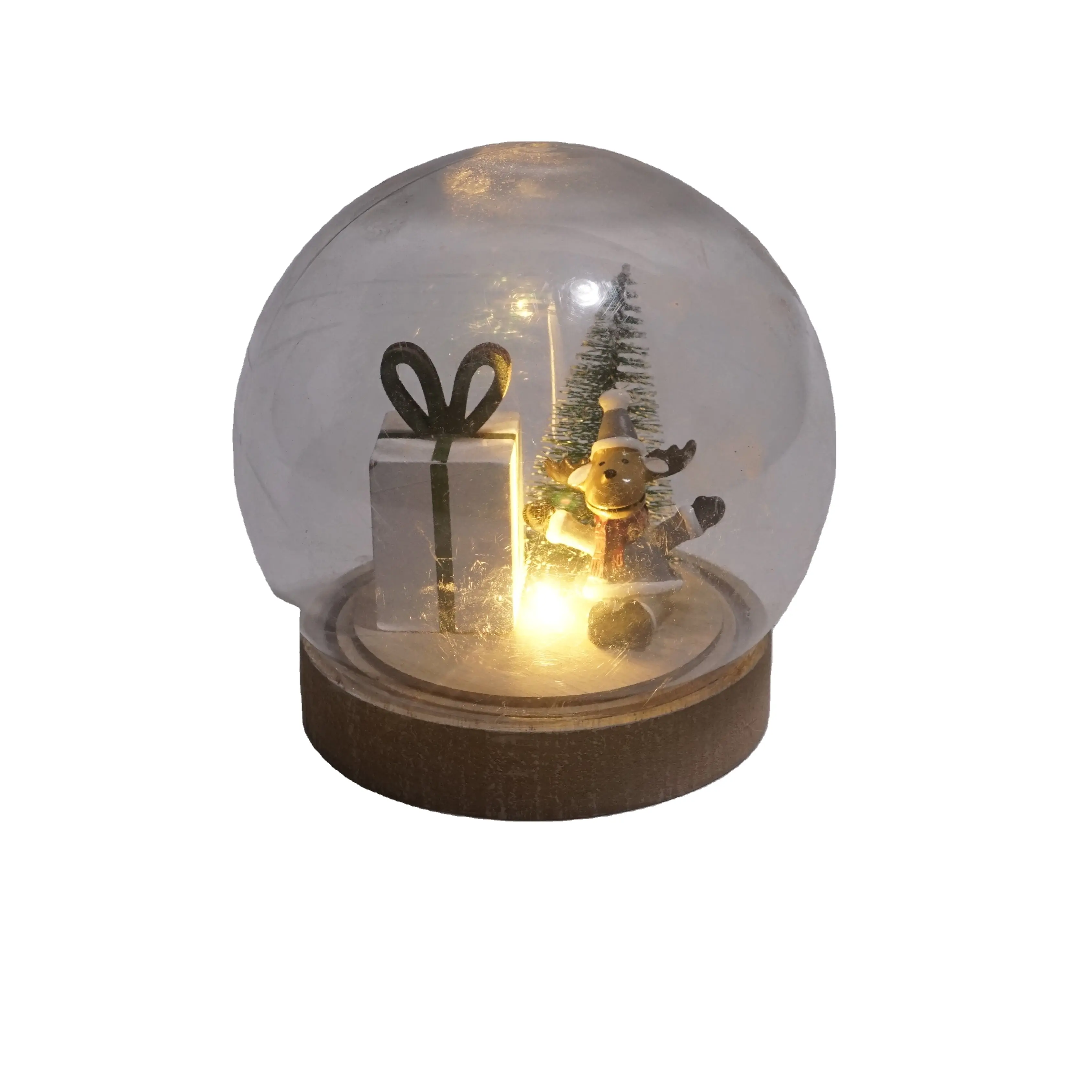 도매 중국 공급 LED 배터리 구동 라이트 업 눈덩이 크리스마스 장식 사용자 정의 크기 인쇄 스타일 휴일