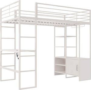 Letto a Castello in Ferro con Scrivania Integrata, Design Salvaspazio per Camera da Letto, Appartamento e Dormitorio - Product Image 4