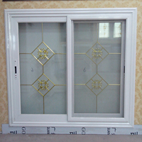 Fenêtre coulissante double vitrage en PVC, profil blanc, double rail, résistante aux intempéries, pour projet de villa
