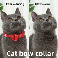Colliers pour chats et chiens, dernières nouveautés en accessoires pour animaux de compagnie, en PU, avec nœud papillon, boutons métalliques, réglables, robustes et résistants à l'usure