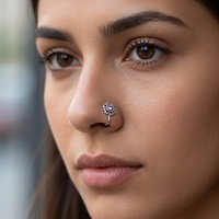 3pcs Set Cincin Hidung - 20G Anting Hidung Model Bunga Perak Zirkon Perhiasan Tindik Hipoalergenik untuk Wanita Pria