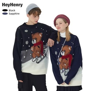 <span class=keywords><strong>Pull</strong></span> en tricot jacquard ODM OEM pour femme, motif ours en peluche, décontracté, cadeau de Noël, anti-boulochage, respirant, nouvelle tendance, automne - Product Image 1
