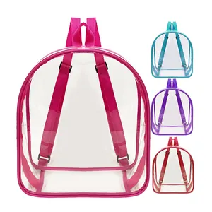 2024 Klarer Mini-Studenten rucksack Robuster transparenter PVC-Kinder rucksack mit doppelten Schulter gurten