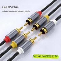 Câble audio RCA double phono en gros, câble de haut-parleur plaqué or, câble de connexion pour système audio TV, 2 paires de câbles de connexion AV