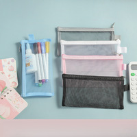 Étui à crayons en maille transparente, sacs à crayons de grande capacité, sac de rangement mignon pour crayons
