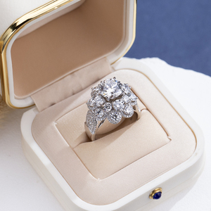 Messi Jewelry MSR-2127 14K Gold Round Shape High Setting Lab Grown <b>Diamond</b> <b>Ring</b> Wedding <b>Ring</b> - Product Image 4