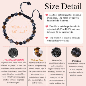 100 Langues Projection Pierre <span class=keywords><strong>Bracelet</strong></span> Avec Carte 8mm Coupe Oeil De Tigre Pierre Noir Aimant <span class=keywords><strong>Bracelet</strong></span> - Product Image 4