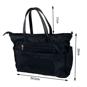 Sac fourre-tout pour femme, grande capacité, sac pour ordinateur portable de 16 pouces, résistant à l'eau, sac à bandoulière, couleur unie noire, polyester - Product Image 4