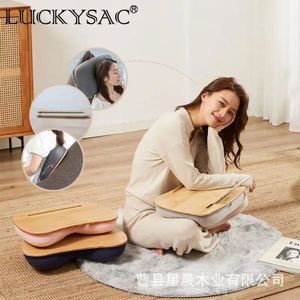 Luckysac <b>Bamboo</b> Lap Desk Solid Wood Portable Cushioned Tray <b>Table</b> For Bed Or Floor Use - Product Image 1