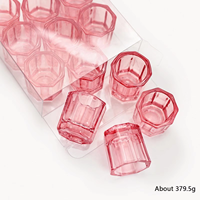 Clair Rose Ab Couleur Cristal Nail Liquide Tasse Polygone Verre Dappen Plat pour Fournitures