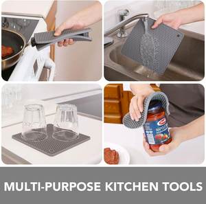 Wholesaler 4Pcs Heat Resistant Pot Holders Hot Mat Silicone Trivet Mats Multipurpose Non-Slip Hot Pads for Kitchen Potholders - Product Image 3