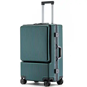 Spinner Trolley Voor Bagage Met Tsa Sloten Zwart, Donkergroen, Rood, Handbagage 20-lnch, Pc Hardside Koffer Met Voorvak