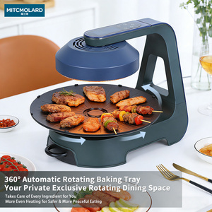 2026 New Design 36cm 3D Infrared Electric Grill Pan with 360 Rotating Tray Smokeless <b>Outdoor</b>/Indoor BBQ with LCD Touch <b>Timer</b> - Product Image 1