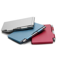 Personalisiertes Aluminium-Legierung Taschennotizbuch Nachfüllbares Mini-Klappnotizbuch mit Stift und Kartenhalter als Reisegeschenk