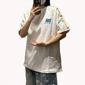 เสื้อยืดแขนสั้นผ้าหนาพิมพ์ลายเฮเธอร์แบบปรับแต่งได้ คุณภาพสูง สำหรับผู้ชายและคู่รัก - Product Image 2