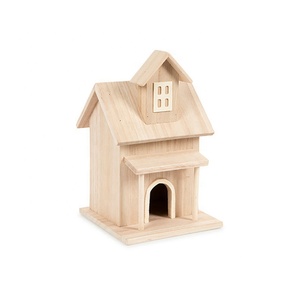 Küçük kuşlar için yaratıcı bitmemiş ahşap kuş evi DIY dekorasyon veya asılı için hayvan oyma ile cilalı kafes - Product Image 4