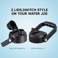 Bouteille d'eau isotherme en acier inoxydable grande capacité 128 oz avec couvercle anti-déversement, paille et poignée pour usage quotidien en extérieur