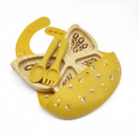 Ensemble de vaisselle pour enfants en bambou écologique de haute qualité, motif koala, personnalisé, sans BPA, assiette à ventouse divisée pour bébé et tout-petit