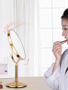 Châu Âu Vàng Máy Tính Để Bàn Mỹ Phẩm Gương Hai Mặt Mặc Quần Áo Đám Cưới Công Chúa Gương 3x Độ Phóng to Di Động Vẻ Đẹp Gương - Product Image 3