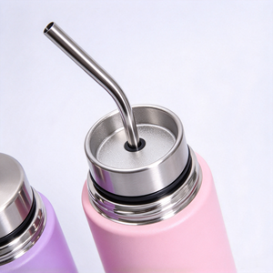 Custom Color 304 Stainless Steel Vacuum Water Bottle Leak Proof Travel <b>Flask</b> <b>With</b> <b>Straw</b> Lid For Camping Hiking Promotional Gift - Product Image 2