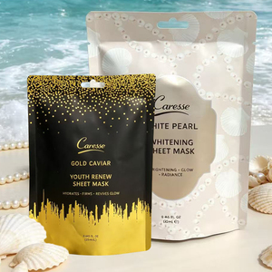 Bolsa de Mylar suave al tacto con impresión personalizada, bolsas de papel de aluminio mate, bolsa de papel de aluminio cosmética con orificio para colgar para envasado de mascarillas faciales blanqueadoras - Product Image 5