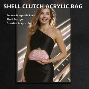 Women's Shaped Shell Casual Handbag Chain <b>Clutch</b> Cotton Lining Acrylic Material Magnetic Closure 1-1.9L Capacity Evening <b>Bag</b> - Product Image 2