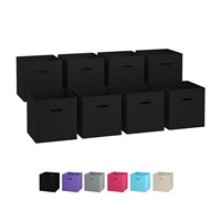 Panier cube en tissu pliant de haute qualité avec double poignée en plastique, boîte de rangement