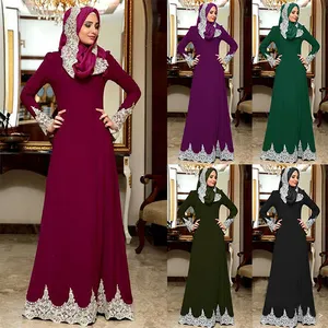 New Fashion Pullover O Neck Lace Up N Maxi Dress Long Gown Jilbab Caftan Islamic Cloth