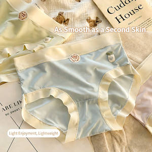 Braguitas de punto sin costuras antibacterianas de tiro medio para niña, estilo hipster, de satén de seda liso para uso diario - Product Image 3