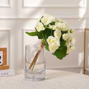Bouquet de fleurs artificielles de begonias Rieger de 35 cm, faux begonias réalistes à double fleur avec feuilles vertes pour la décoration de mariage, de la maison ou du vase de table - Product Image 4