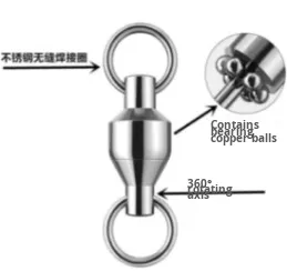 Phụ kiện câu cá kiểu <span class=keywords><strong>lure</strong></span>, vòng xoay hình số 8 tốc độ cao, móc khóa xoay, tải trọng 6.0kg, chất liệu đồng thép không gỉ, đường kính 15mm - Product Image 6