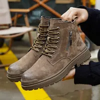 Chaussures de sécurité montantes à embout d'acier 8826 – Bottes de travail en cuir suédé marron personnalisables avec embout d'acier