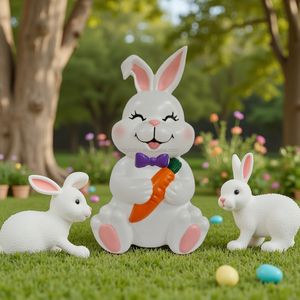 <b>Easter</b> White Rabbit Holding Carrot-shaped Decorations - Product Image 3