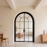 Porte coulissante intérieure en verre trempé double couche avec cadre en alliage d'aluminium, porte coulissante de séparation intérieure étanche pour villas