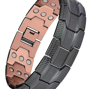 Pulsera de Cobre para Hombre, Estilo Europeo Americano, con Diseño de Cobre Rojo Antiguo, Tres Hileras de Imanes, Ideal para Regalo - Product Image 3