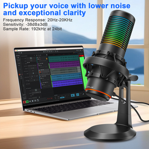 <b>Condenser</b> <b>Microphone</b> With RGB Light, Professional 192kHz/24bit Cardioid/Omnidirectional for PC Gaming Podcast MK02P Advanced Bat - Product Image 5