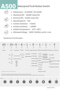 Interruptor de botón de metal de acero inoxidable impermeable IP67 de 22mm TOOWEI - Product Image 6
