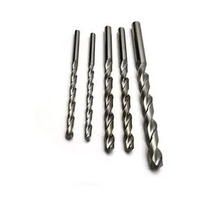 Solid hard metal twist drills with 2 or 3 cutting edges and stepped parallel shank
