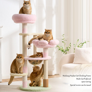Arbre à chat multifonctionnel en tissu pour l'hiver, avec structure d'escalade, poteau à gratter et jouet - Product Image 2
