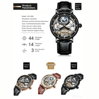 Montre mécanique pour homme à grand cadran de 44 mm, squelette, phase de lune, mouvement automatique, saphir, cadeau d'affaires, JYD-J055