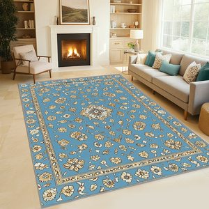 3D in trang trí nội thất khu vực Thảm Morocco không thấm nước có thể giặt cổ điển sang trọng màu xanh lớn Fluffy thảm cho phòng khách và phòng ăn - Product Image 5