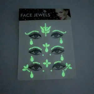 Body Art Diamond Acrylic Jewelry Face Eye Crystal Sticker Fluorescent Glow In The Dark Luminous Face Gem