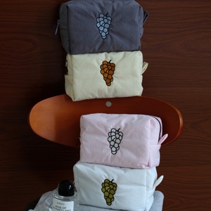 Grande capacité, résistante à l'eau, portable, motif gaufré, coton, écologique, trousse de maquillage, logo brodé, pochette zippée de voyage, femme - Product Image 6