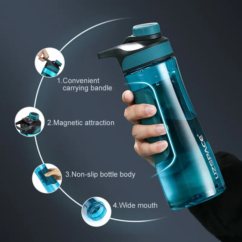 32OZ Leakproof Healthy BPA Free Motivation Water Bottle with Time Marker & Strainer & Clean Brush Anti Slip for Fitness, Gym