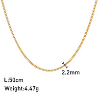 Collar de cadena de eslabones de acero inoxidable chapado en oro de 18K al por mayor, collar de cadena de bordillo cubano para fabricación de joyas DIY