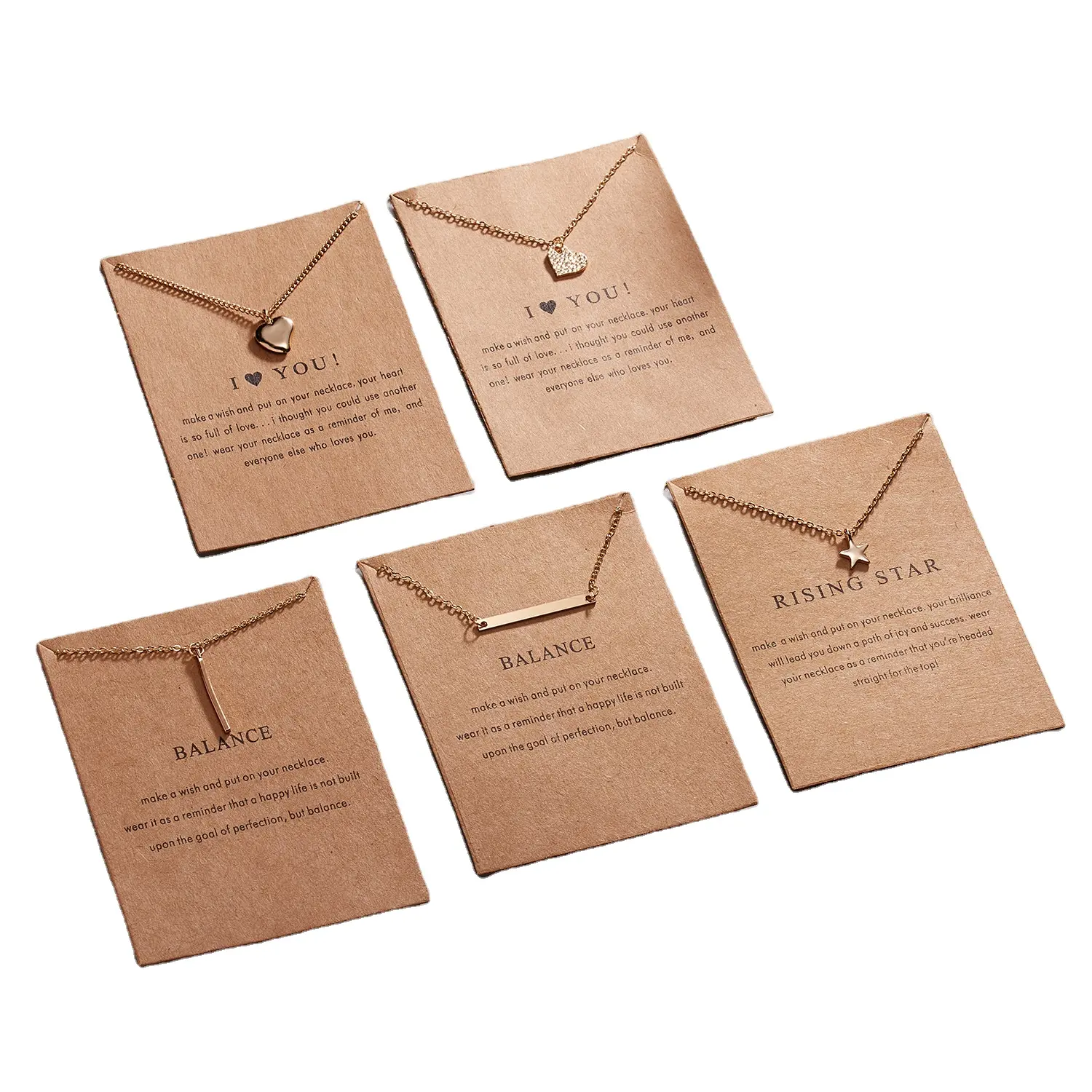 Schlussverkauf Ich liebe dich Papierkarte Serie Mode Schmuck Halsketten mit Liebe Legierung Klauenbeine Ketten Großhandel