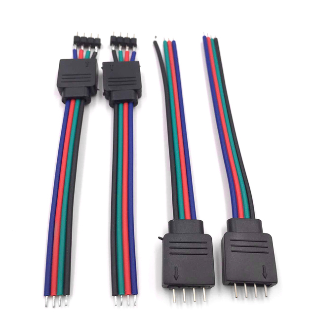 4-pin male and female RGB connectors wire and cable adapters for LED light strips suitable for 3528 5050 SMD LED light strips